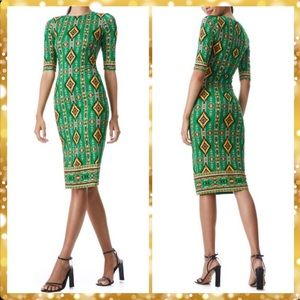 Alice + Olivia Delora Crewneck Fitted Midi Dress Size 0 ($350)